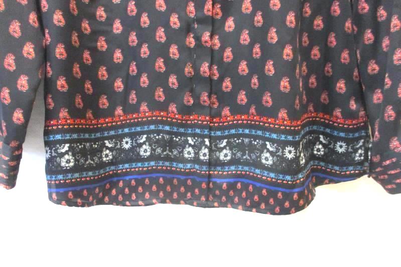 Daniel Rainn Long Sleeve Blouse Women's Petite Small PS Paisley Collared Satin