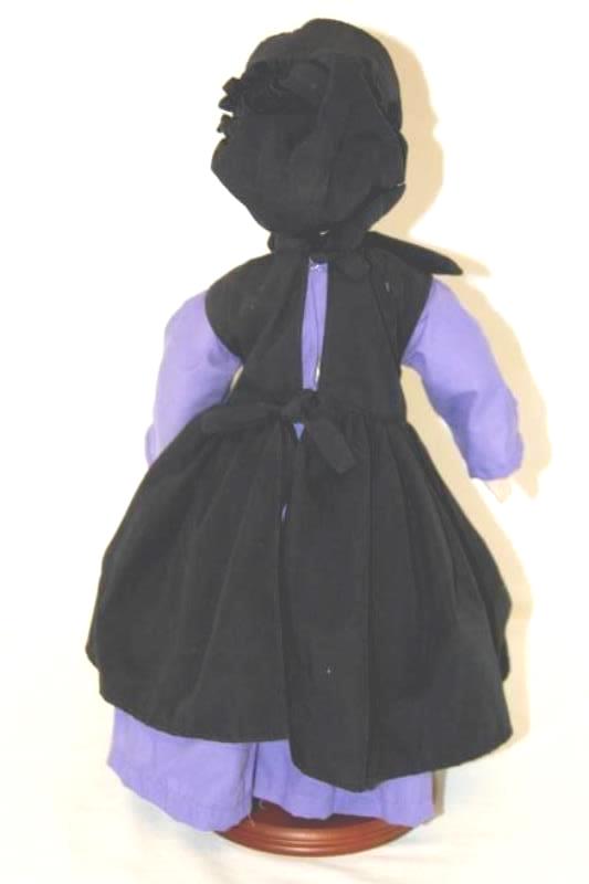 Beatrice Fine Porcelain Doll 18in Prairie Girl Blonde Black Purple Dress