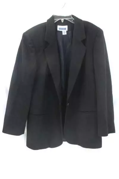 Womens Blazer Suit Jacket By Prophecy 100% Pure Wool Dry Cleanl Black Size 12