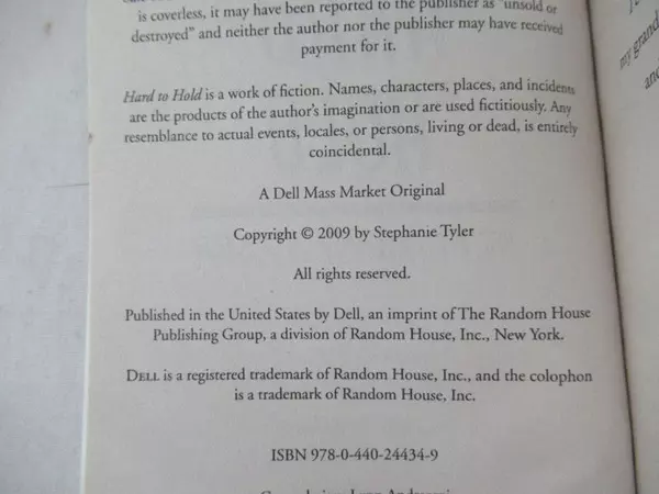 Lot of 3 Stephanie Tyler Paperback Books Too Hot to Hold Hard To Hold To Tight