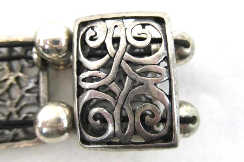 Vintage Silver Tone Bead Link Bracelet 10 in