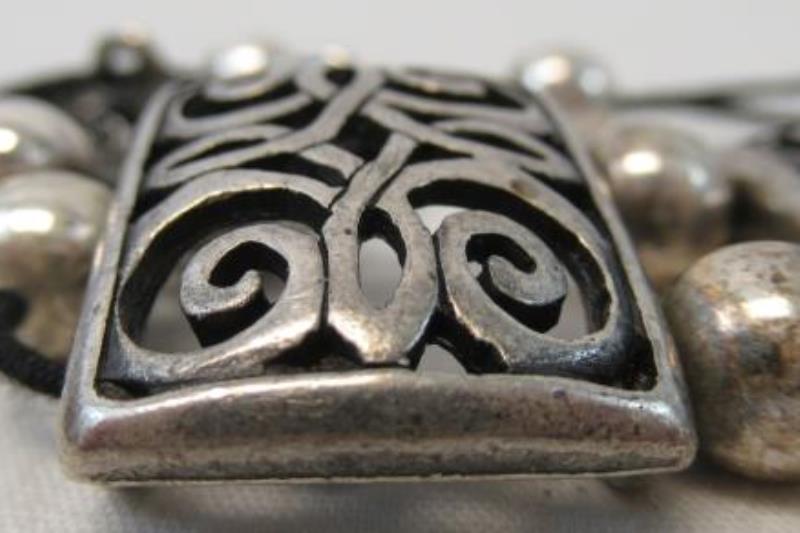 Vintage Silver Tone Bead Link Bracelet 10 in