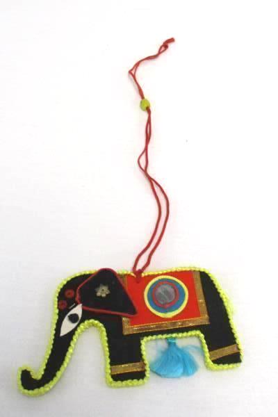 Lot of 2 Hanging Elephant Charms Multicolored Embellished Pink Black