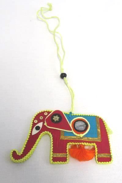 Lot of 2 Hanging Elephant Charms Multicolored Embellished Pink Black