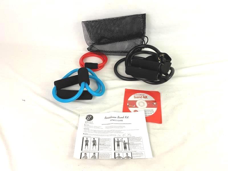 Bally Total Fitness Resistance Band Kit DVD 3 Different Size Bands Instructions
