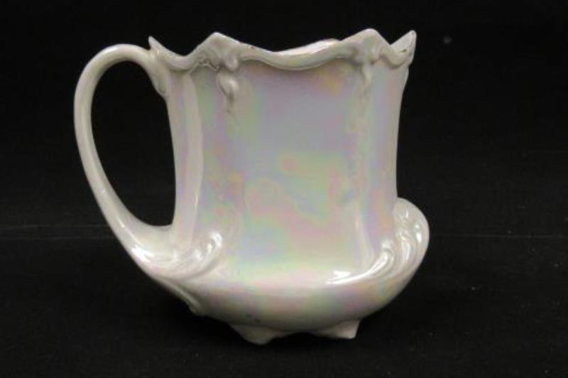 Vintage Opalescent Porcelain Footed Cup Gold Gild Embossed Flower And Trim