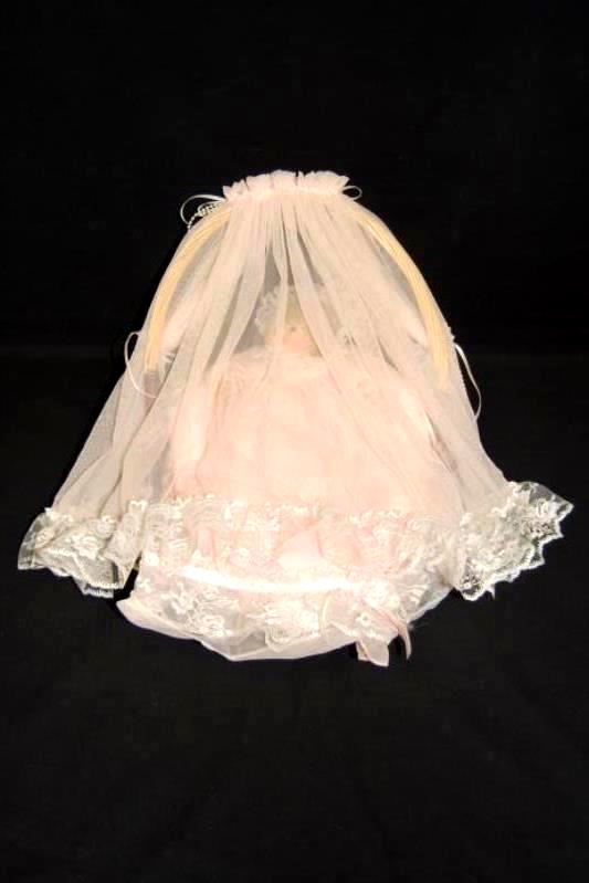 Dynasty Dolls Blessed Event Baby Girl Porcelain Doll Basket Bed Canopy Lace COA