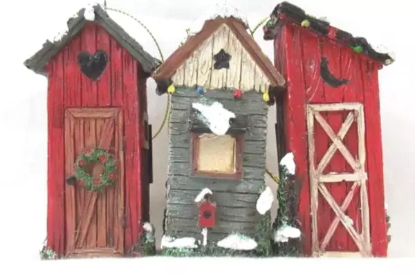 Set of 3 John Family Reunion Outhouse Christmas Tree Ornaments 2010 Cedaredge CO