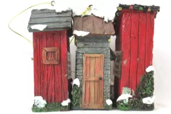 Set of 3 John Family Reunion Outhouse Christmas Tree Ornaments 2010 Cedaredge CO