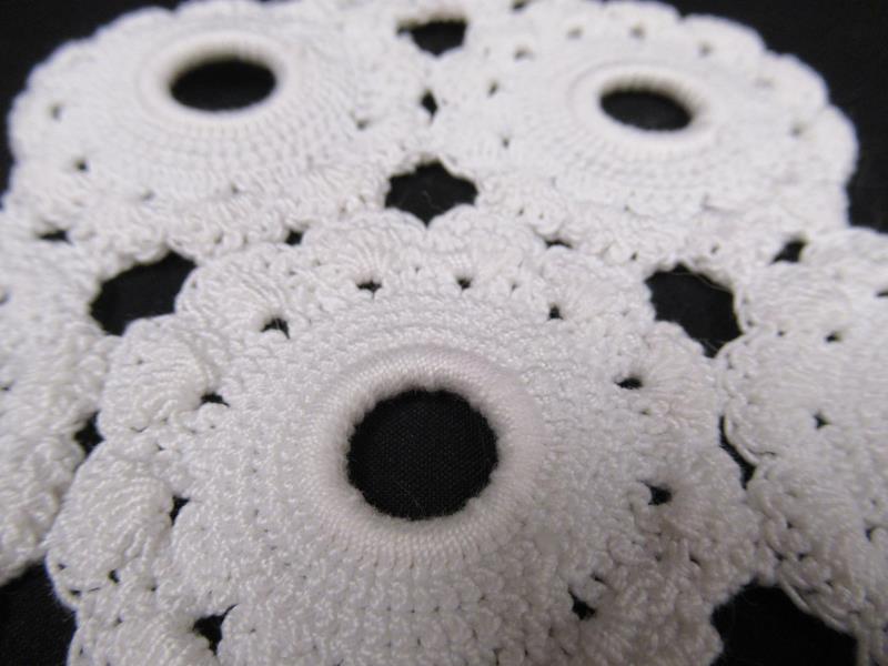 Lot of 3 White Doilies Trivets Tight Knit Crochet Circle Triangle