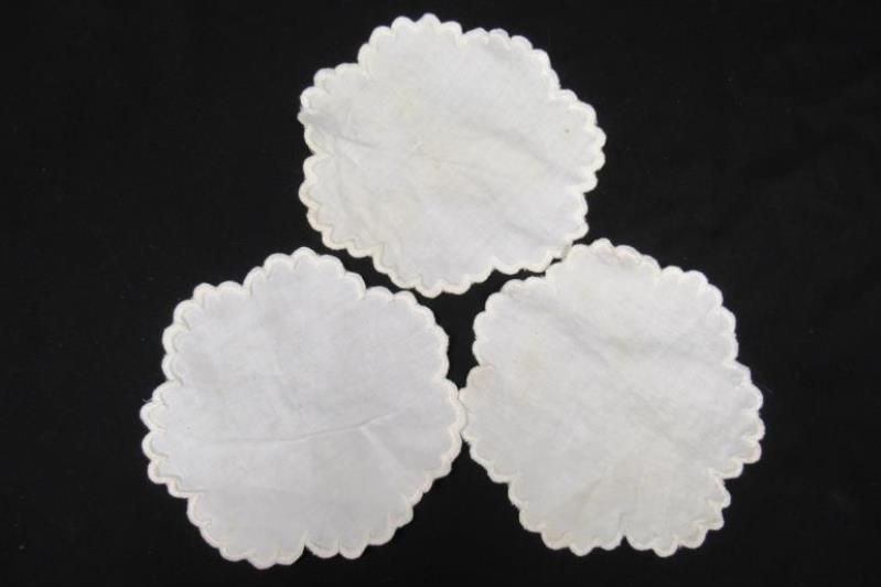 Lot of 8 Small Off White Doilies Coasters B Monogram Scalloped Edges