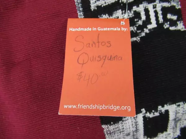 Friendship Bridge Table Runner Hand Made In Guatemala Red Black Fringe