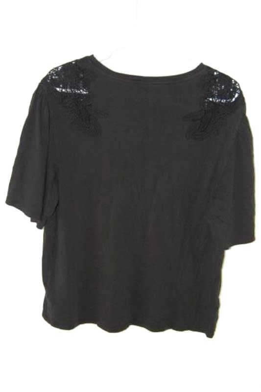 Ava & Viv Women's Top Short Bell Sleeves Embroidered Shoulders Size X Black