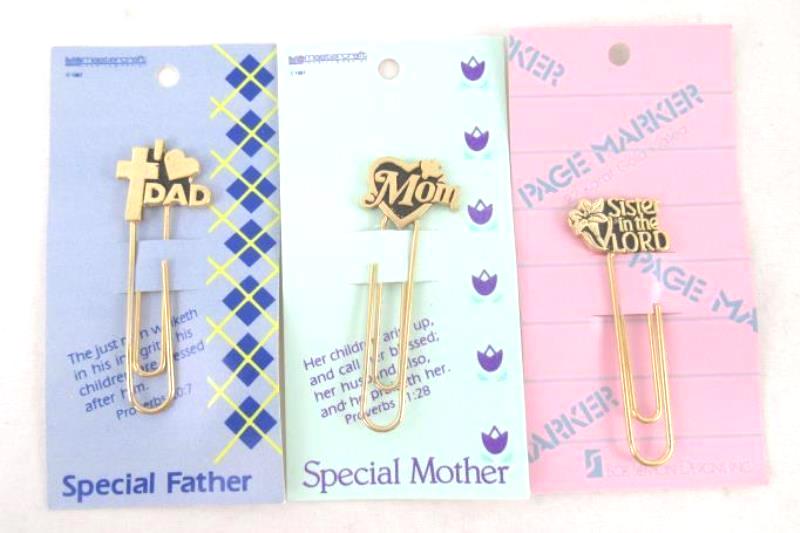 3 Vintage Gold Plated Page Marker Book Mark Religious Bob Siemon Mastercraft