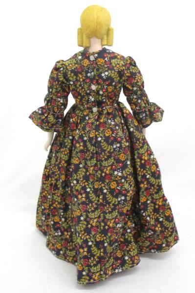 Vintage 17" Amy March Little Women Bisque China Doll Yield House w/ Metal Stand