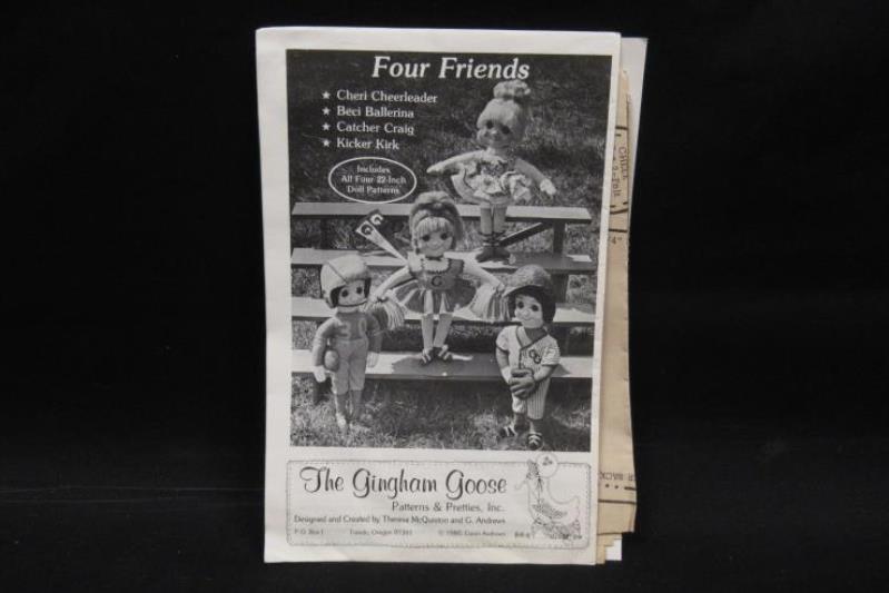 Vtg The Gingham Goose 1980 Gwen Andrews Uncut Doll Sewing Pattern Four Friends