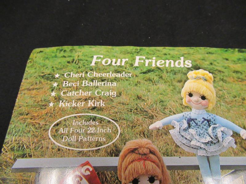 Vtg The Gingham Goose 1980 Gwen Andrews Uncut Doll Sewing Pattern Four Friends