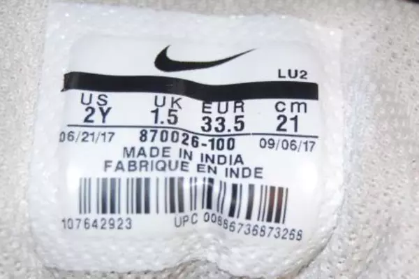 Nike Court Borough Mid Top Sneakers White Ankle Strap Youth Size 2Y