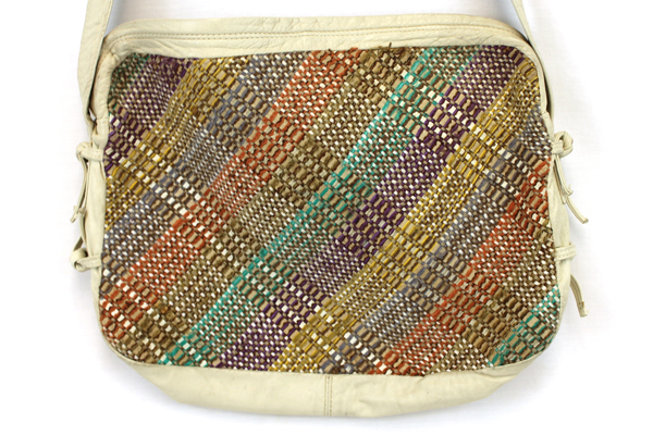 Vintage MEYERS Woven Leather Cross Body Messenger Purse Handbag