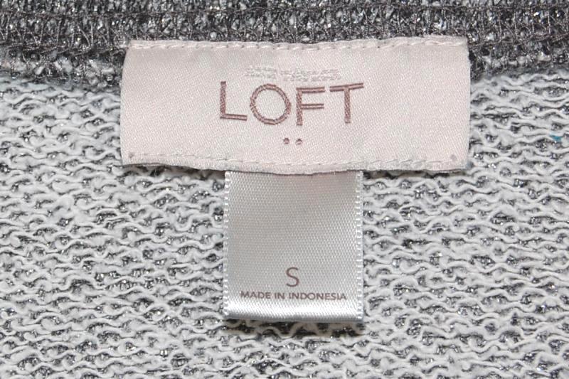 Ann Taylor LOFT Women's Long Sleeve Top Size Small Grey Tinsel Metallic