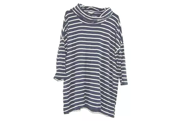 Ann Taylor Loft Women's Lounge Cowl Neck Top Size L Fleece Line Striped