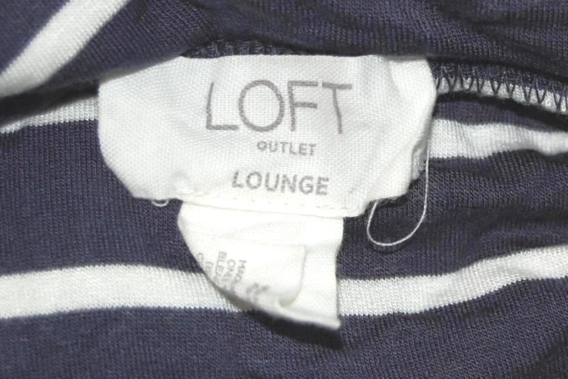 Ann Taylor LOFT Women's Lounge Cowl Neck Top Size L Fleece Line Striped
