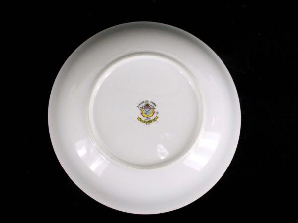 Fleurette by Empress #601 9" Round Serving Bowl Japan Blue Gray Roses Platinum