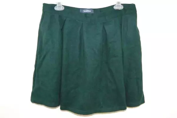Modcloth Pleated Circle Skirt Women's Size 14 Green Wool Blend Textured