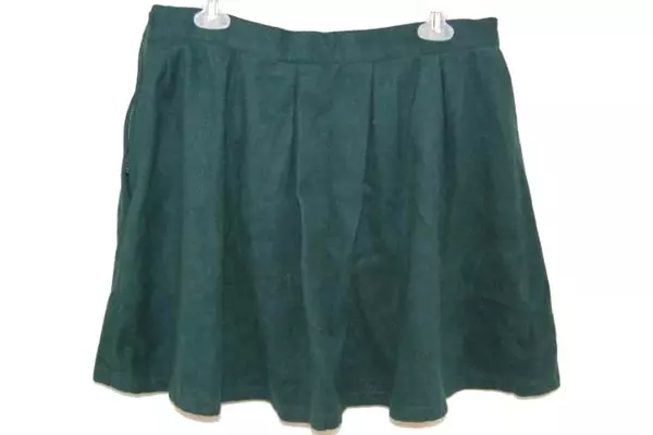 Modcloth Pleated Circle Skirt Women's Size 14 Green Wool Blend Textured