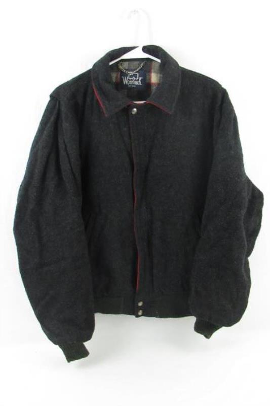 Vintage Woolrich Bomber Jacket Men's See Measurement Wool Shell Plaid Lined Grey