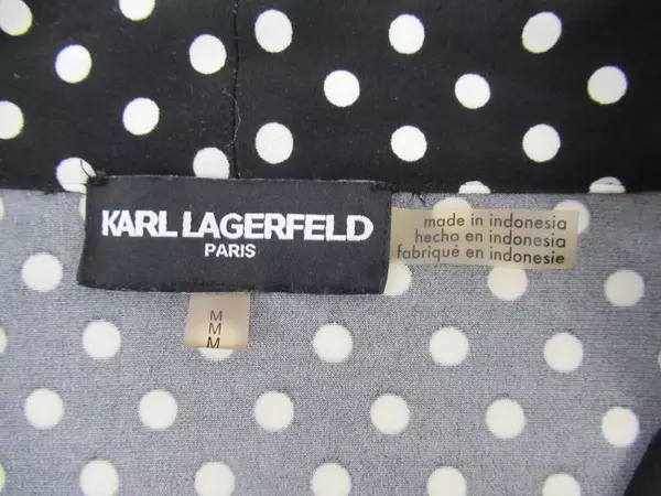 Karl Lagerfeld Sleeveless Women's Blouse Size Medium Twist Neckline Polkadot