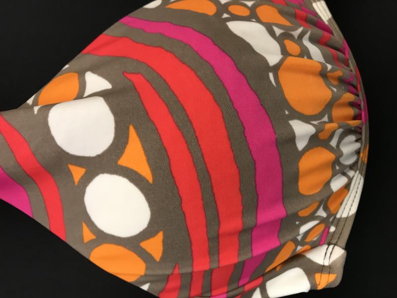 Island Escape Bikini Top Geometric Pattern Women's Size 12 Orange Pink Tan