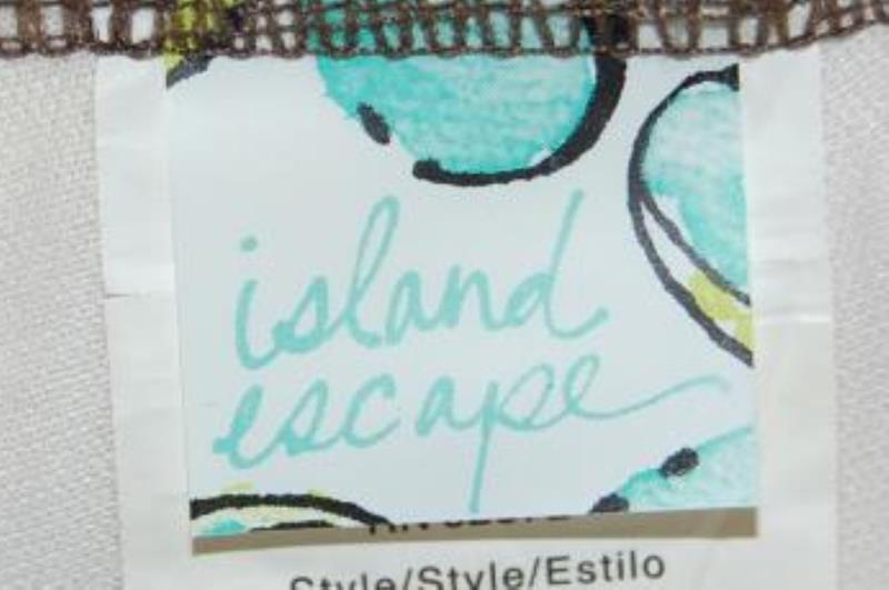 Island Escape Bikini Top Geometric Pattern Women's Size 12 Orange Pink Tan