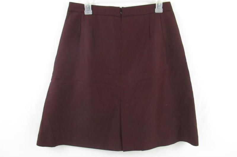Faconnable Pleated Knee Length Skirt Women's Size 42 Faux Wrap Dark Red