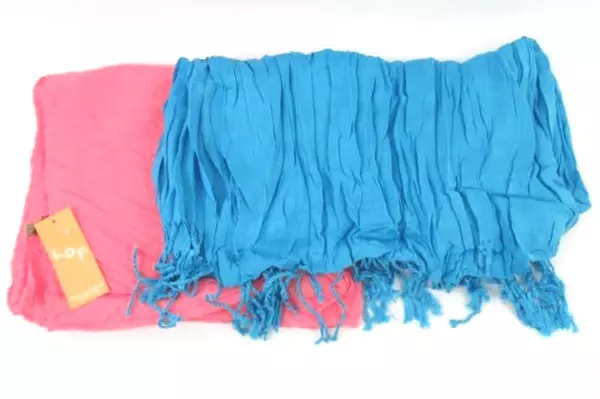 Lot of 2 Scarfs Wraps Love Of Fashion Shawls Pink Teal Fringe Ends