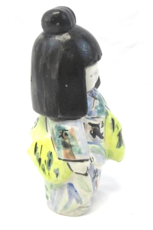 Vintage Piggy Bank Hand Painted Japanese Girl No Stopper Ceramic
