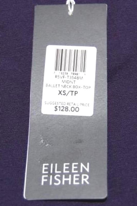 Eileen Fisher Long Sleeve Top Women's Size XS Navy Blue Round Neckline NWT