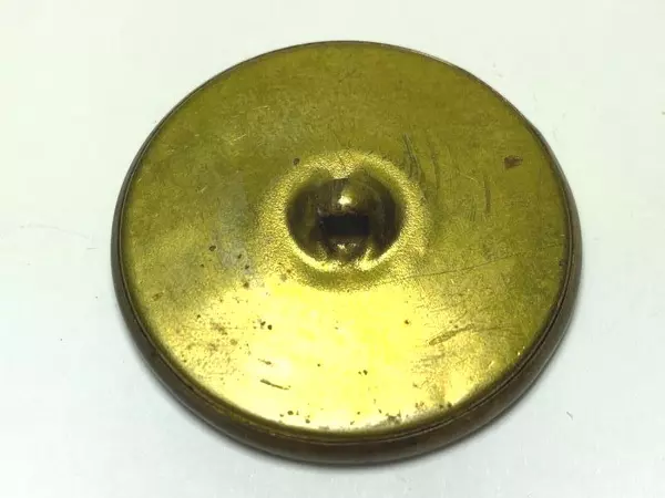 Antique Brass Pewter Shank Button Guard On Castle Tower Blowing Horn 1.5 Inch