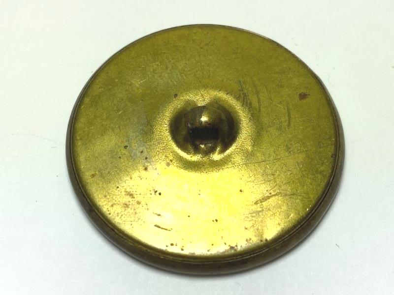 Antique Brass Pewter Shank Button Guard On Castle Tower Blowing Horn 1.5 Inch