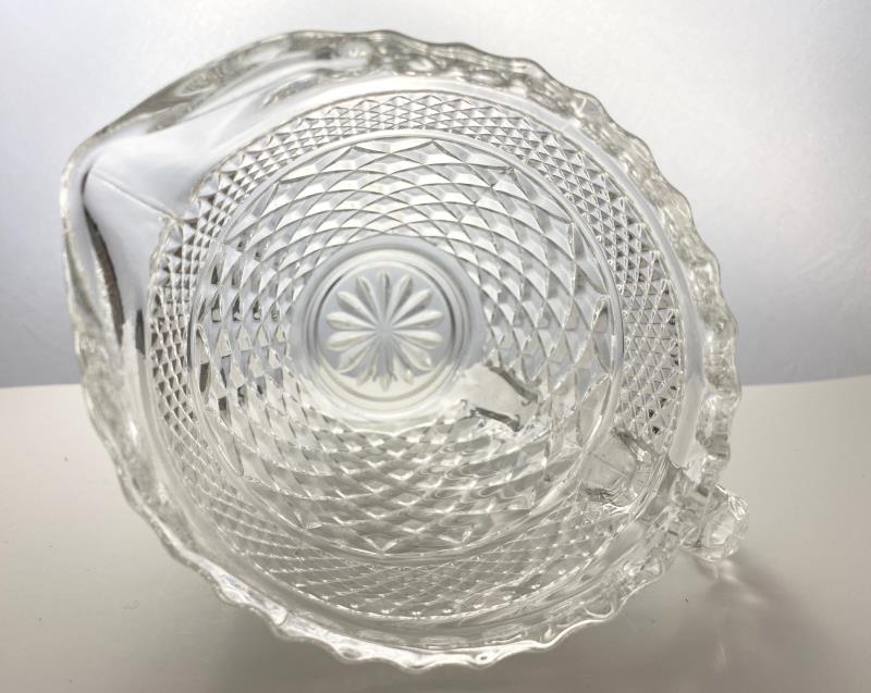2 Clear Pressed Glass Diamond Pattern Creamer Pitchers