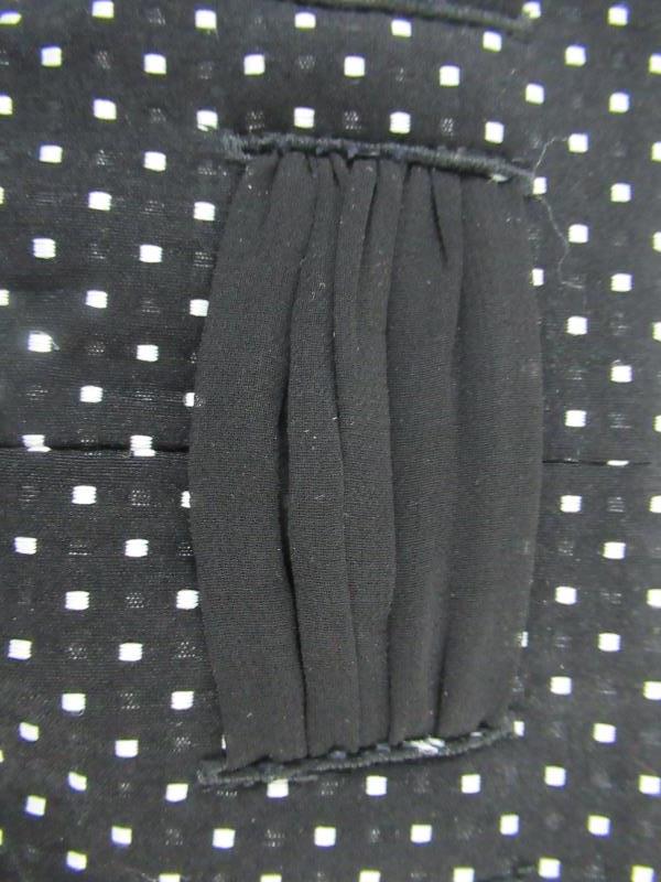 Cabi Open Front Dot Jacket Women's Size 10 Black White Woven Chiffon Trim 5156