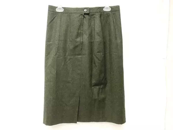 Vintage Akris Club Wool Knee Length Pencil Skirt Women's Size 12 Green