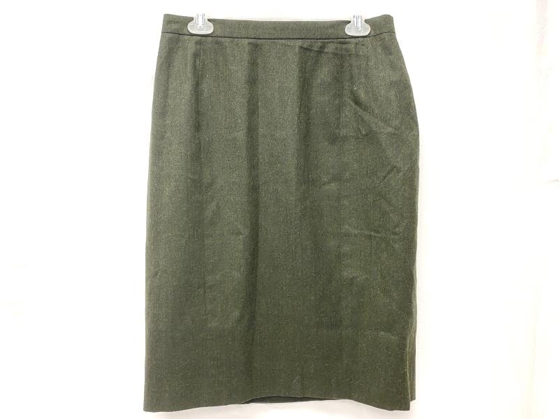 Vintage Akris Club Wool Knee Length Pencil Skirt Women's Size 12 Green