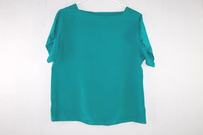 Vintage Lloyd Williams Silk Short Sleeve Top Women's Size 8 Teal Satin