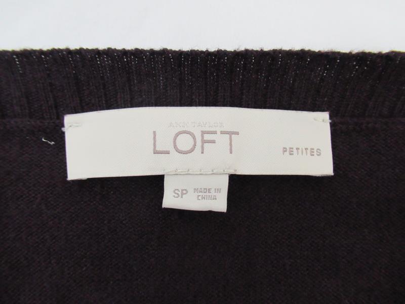 Ann Taylor Loft Open Front Waterfall Cardigan Women's Size SP Petite Dark Plum