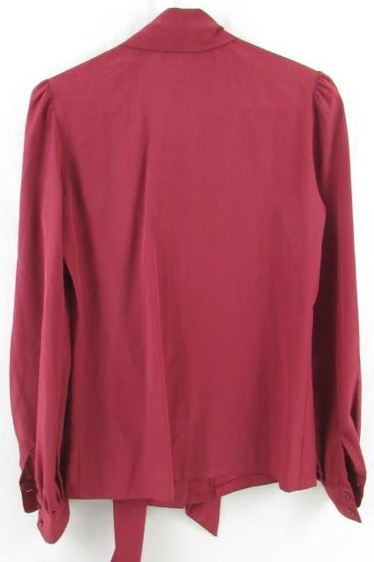 Vintage Amanda Button Front Blouse Women's Size 5/6 Tie Neck Accent Long Sleeve
