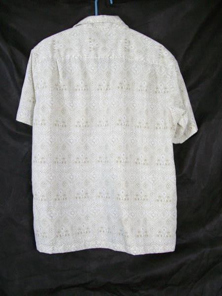 Van Heusen Men's Tan White Shapes Dress Shirt Short Sleeve Button Up Size L/G