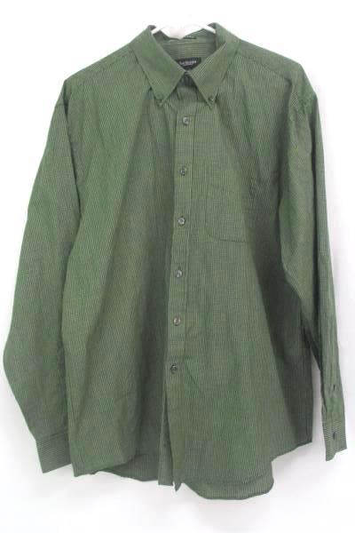 Van Heusen No Iron Men's Green Plaid Button Up Long Sleeve Shirt Size 16/16.5