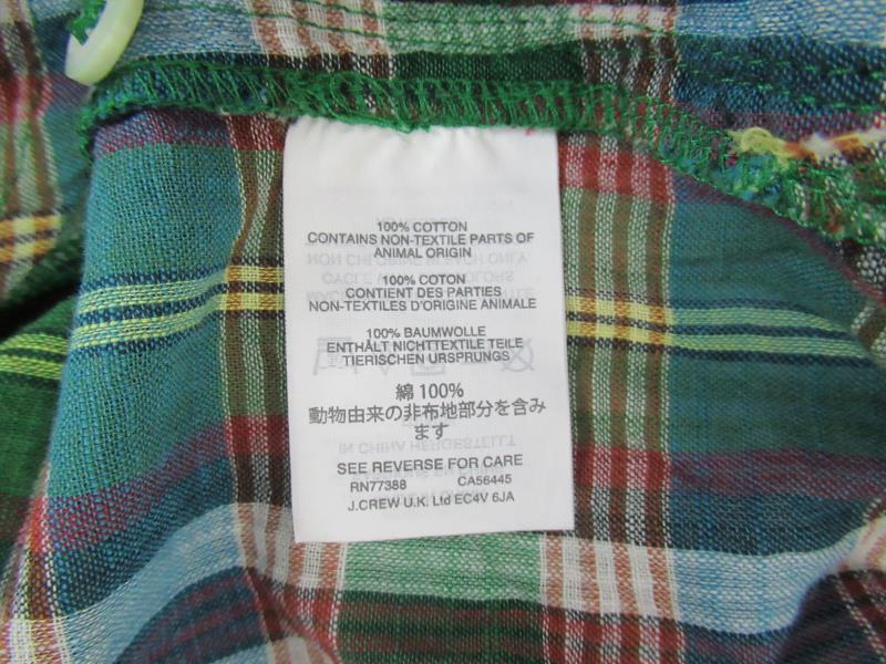 J.Crew Plaid Long Sleeve Top Women's Size 4 Green Plaid 3 Button Collared