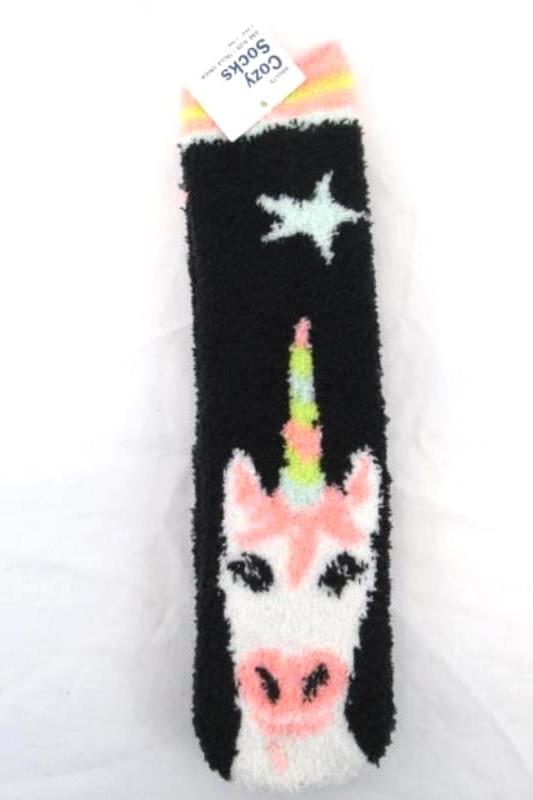 Lot of 2 Adults Cozy Socks One Size Unicorn Kangaroo Fleece Fuzzy